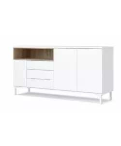 Mobile buffet bianco 3 ante e 3 cassetti, 176x90x48 cm